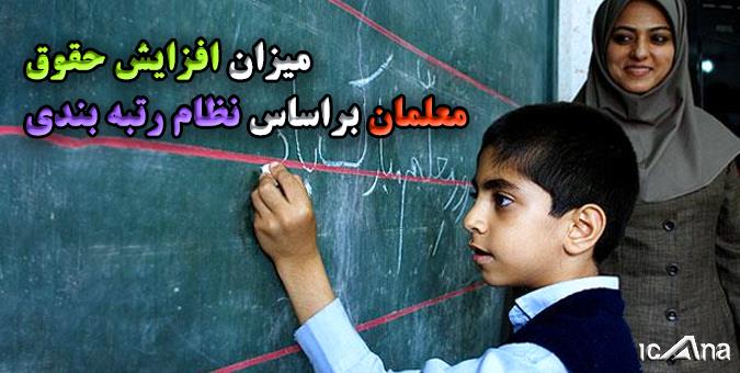 میزان افزایش حقوق معلمان براساس نظام رتبه بندی مشخص شد