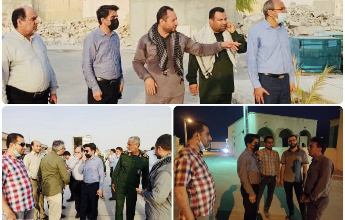 حضور دکتر بستان سرپرست فرمانداری و جمعی از مسئولین شهرستان بستک در مناطق زلزله زده بندرلنگه