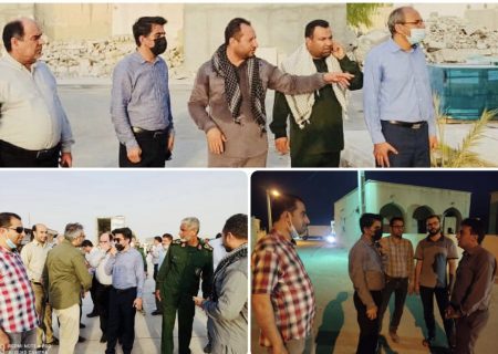 حضور دکتر بستان سرپرست فرمانداری و جمعی از مسئولین شهرستان بستک در مناطق زلزله زده بندرلنگه