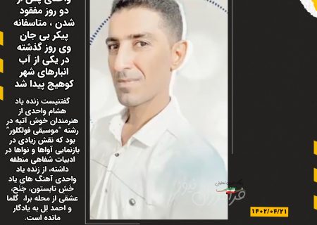 رئیس اداره فرهنگ و ارشاد اسلامی شهرستان بستک در پیامی درگذشت هشام واحدی هنرمند و خواننده جناحی را تسلیت گفت